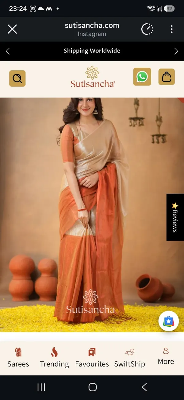 Raga_Ivory_and_Orange_Half_and_Half_Mul_Tissue_Saree