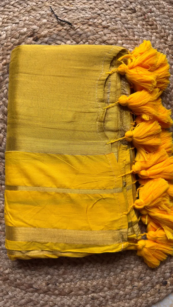 Raga_Yellow_Gap_border_Mul_Tissue_Saree