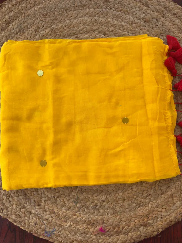 Yellow_Gini_Sequins_Mul_Saree