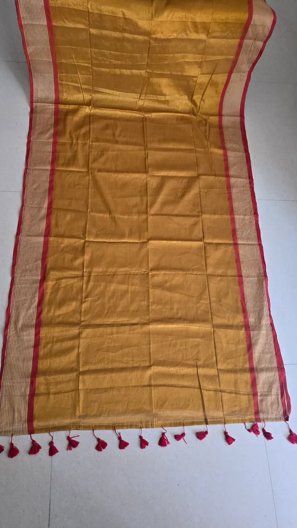 Raga_Gold_With_Lines_Border_Mul_Tissue_Saree