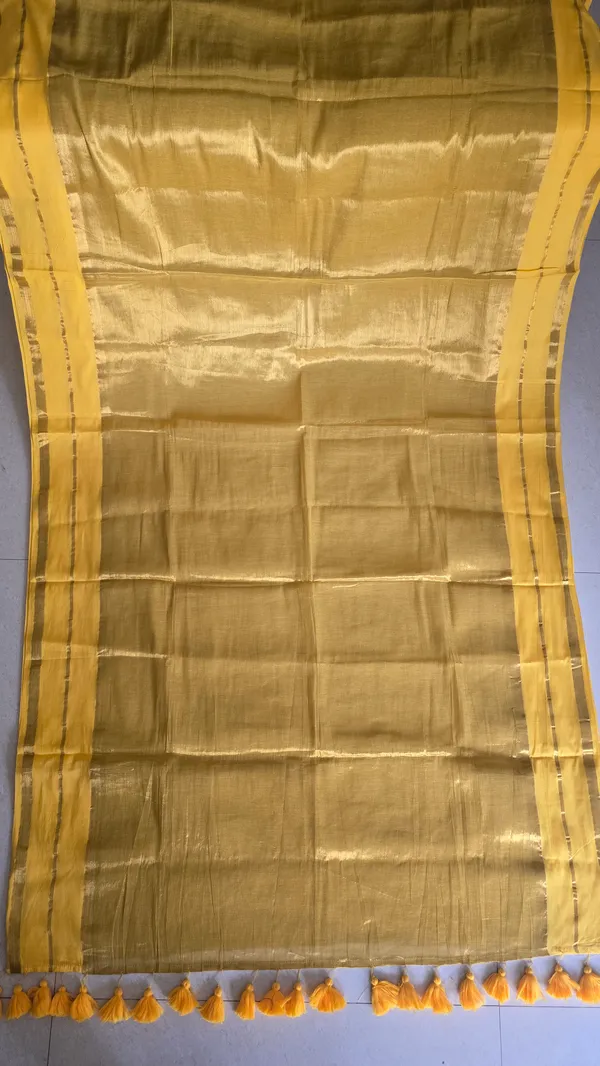 Raga_Yellow_Gap_Border_Mul_Tissue_Saree