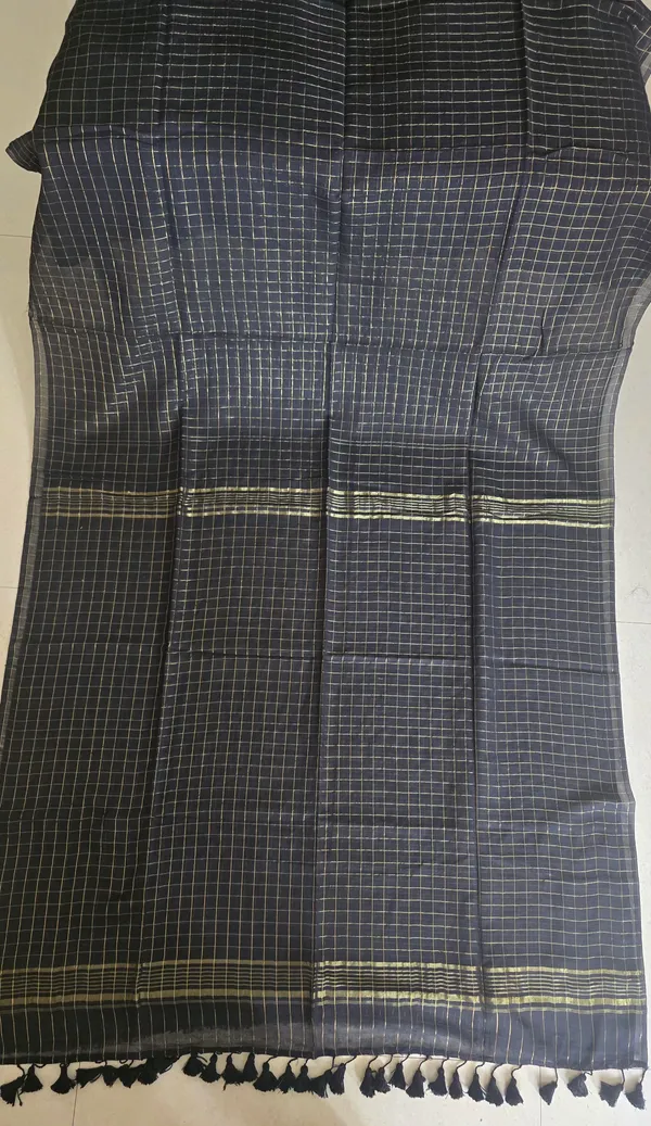 Black_Big_Zari_Checks_Pattern_Mul_Cotton_Saree