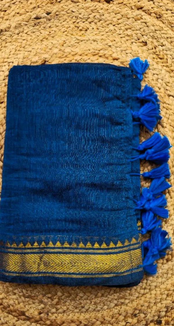 Blue_Mangalagiri_border_plain_Mul_Saree