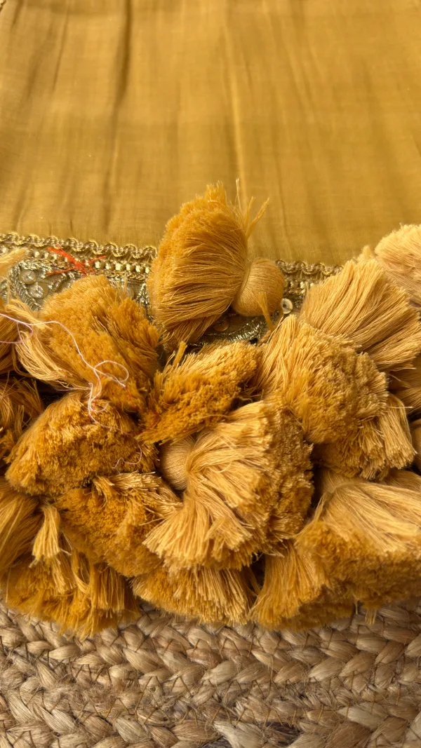 Raga_Gold_color_with_Gold_Lace_and_big_Tassels_Mul_Tissue_Saree