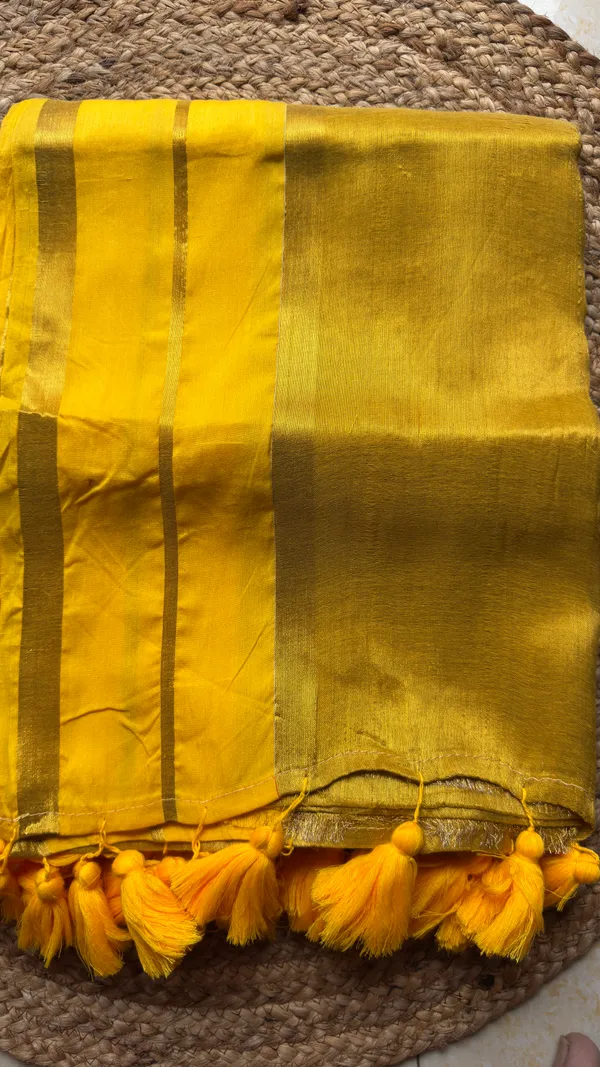 Raga_Yellow_Gap_border_Mul_Tissue_Saree