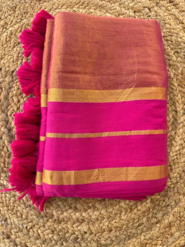 Raga_Pink_Gap_border_Mul_Tissue_Saree
