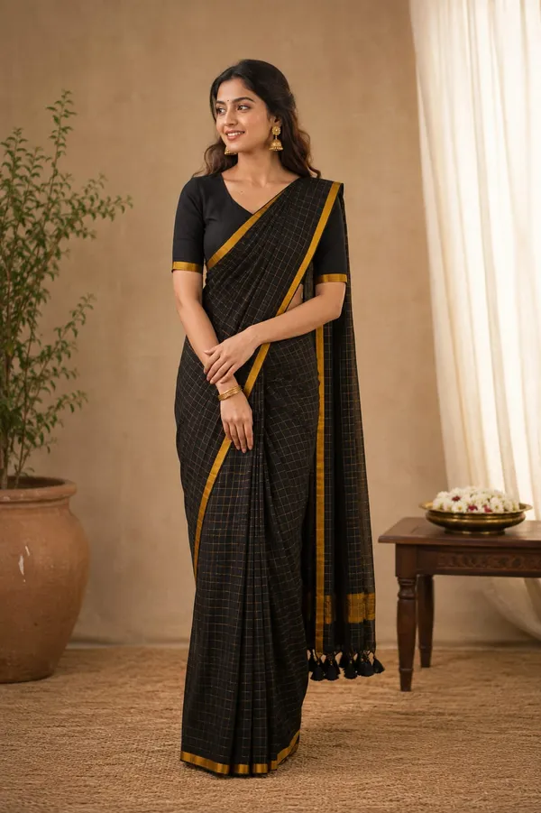 Black_small_Zari_checks_Mul_Saree