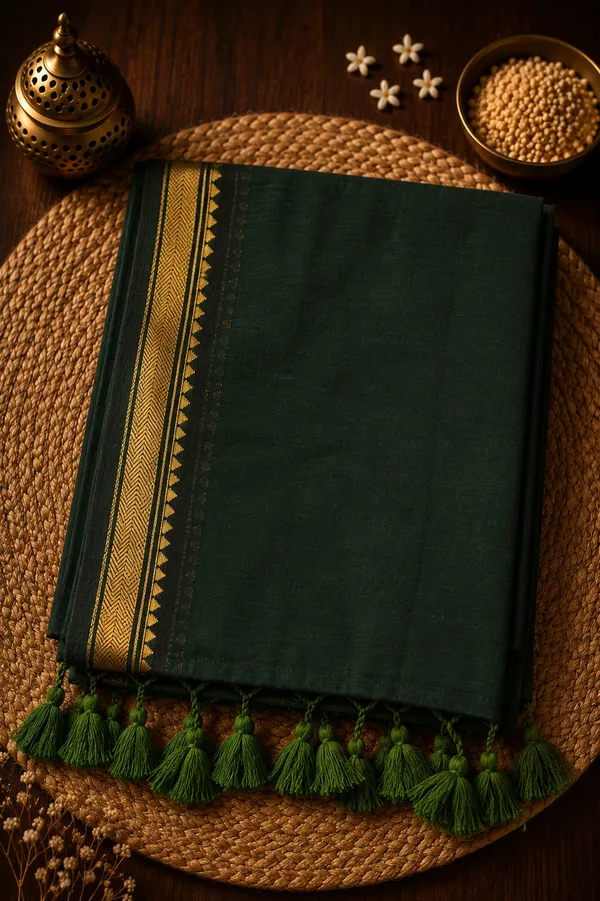 Green_Mangalagiri_border_plain_Mul_Saree