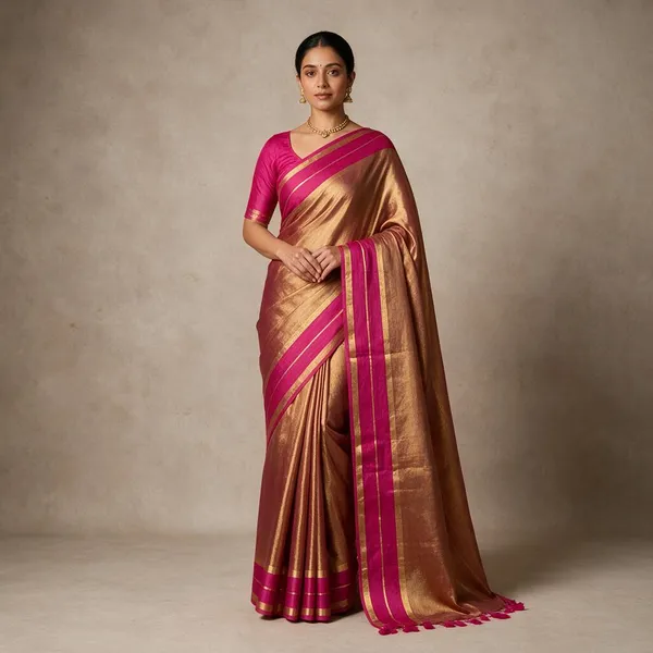 Raga_Pink_Gap_Border_Mul_Tissue_Saree