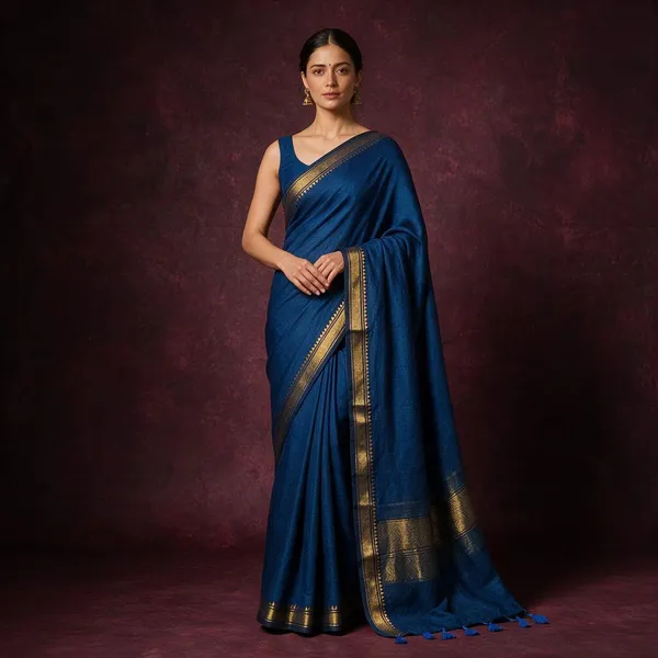 Blue_Mangalagiri_Border_Plain_Mul_Saree