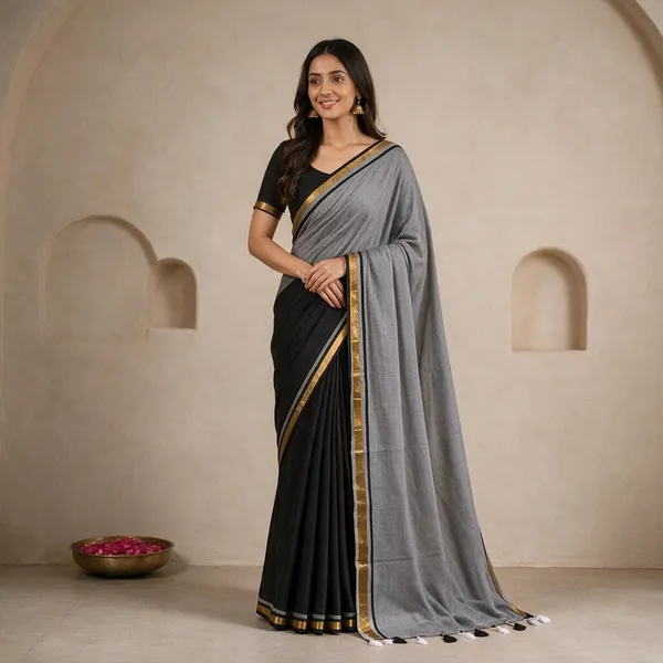 Black_And_Grey_Half_And_Half_Mul_Saree