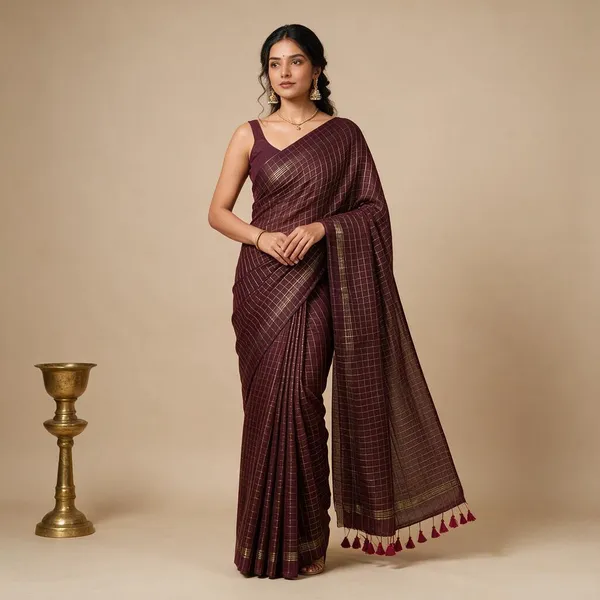 Maroon_Big_Zari_Checks_Mul_Saree