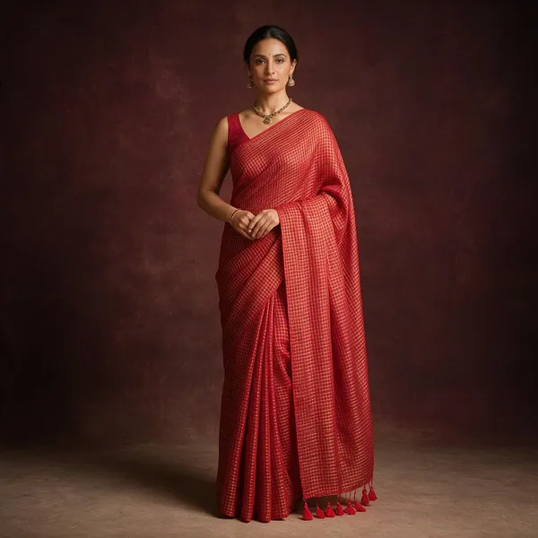Red_Small_Zari_Checks_Mul_Cotton_Saree