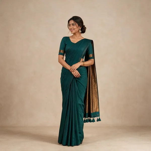 Acrylic_Cotton_Bottle_Green_Nayanthara_Inspired_Saree_For_Women