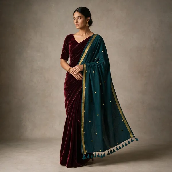Bottle_Green_Gini_Sequins_Mul_Saree