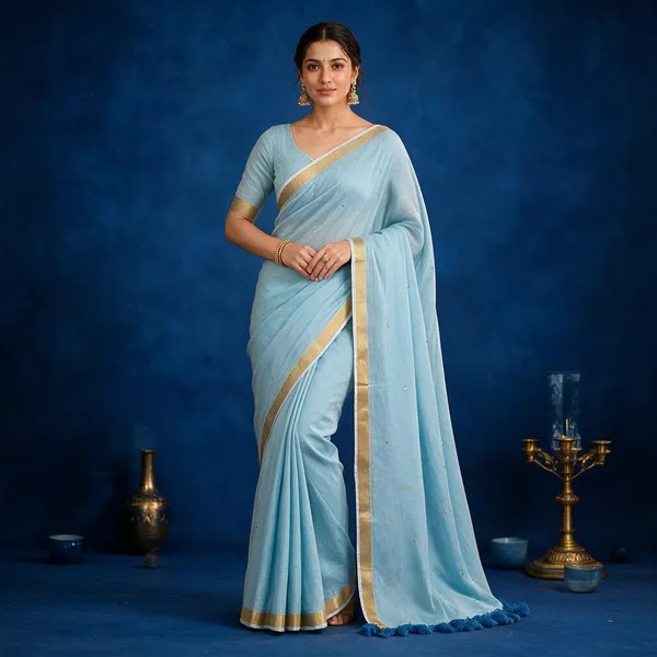 Sky_Blue_Gini_Sequins_Mul_Saree_For_Women