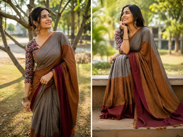3D_pattern_Maroon_Mul_Saree