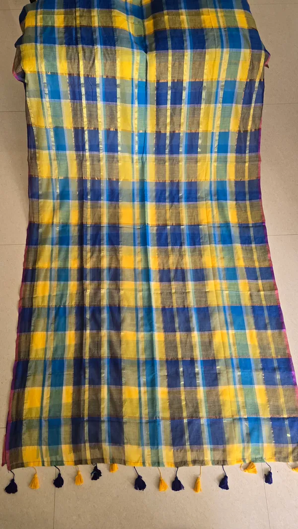 Blue_Yellow_Checks_Pattern_Mul_Saree