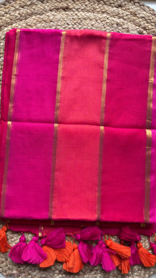 Orange_Pink_Rainbow_Stripes_Mul_Saree_For_Women