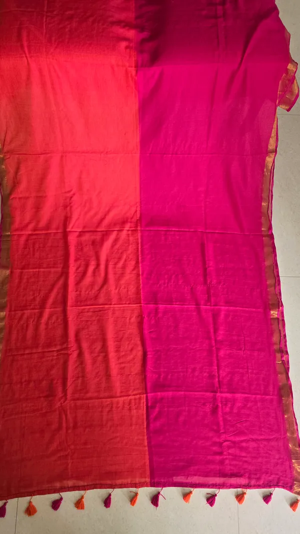Pink_Orange_Half_And_Half_Mul_Saree_For_Women
