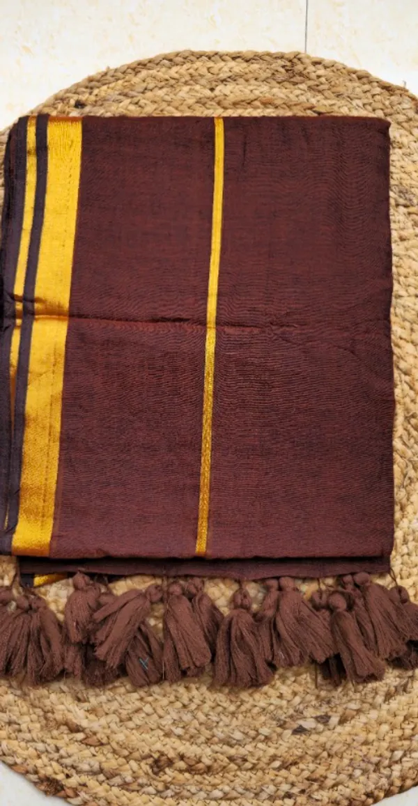 Brown_Double_Zari_Border_Mul_Saree