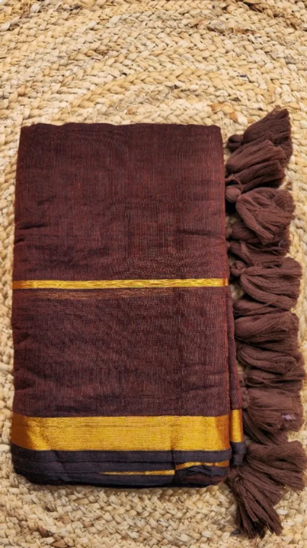 Brown_Double_Zari_Border_Mul_Saree