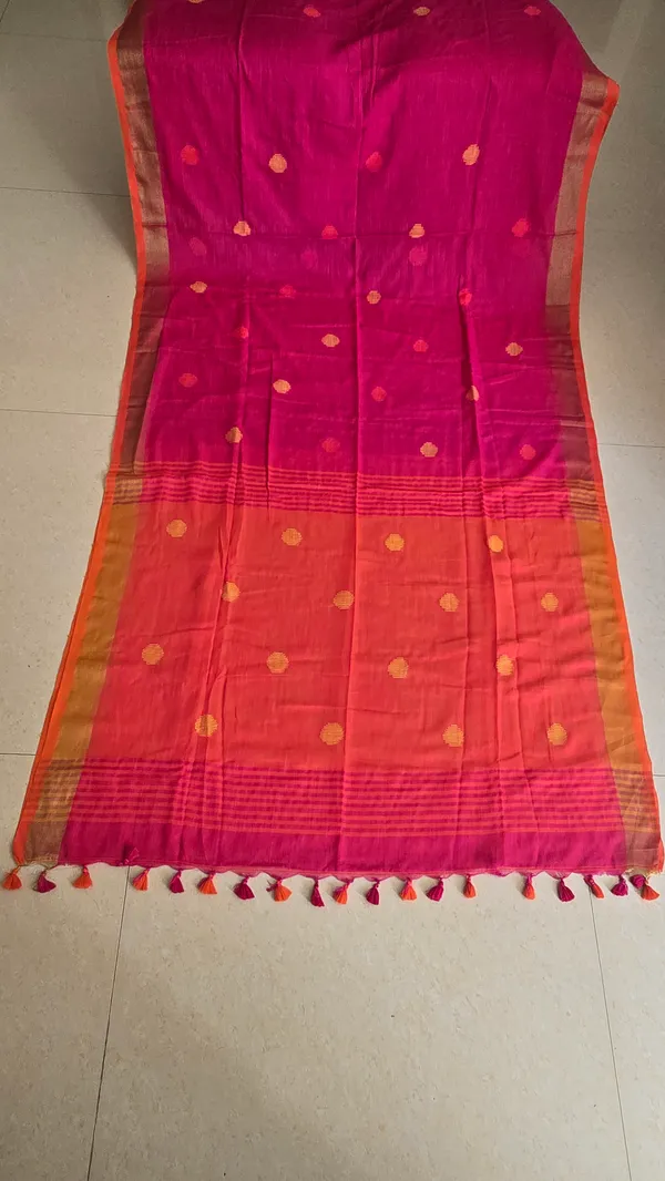 Pink_Linen_Khadi_Ball_Saree_For_Women