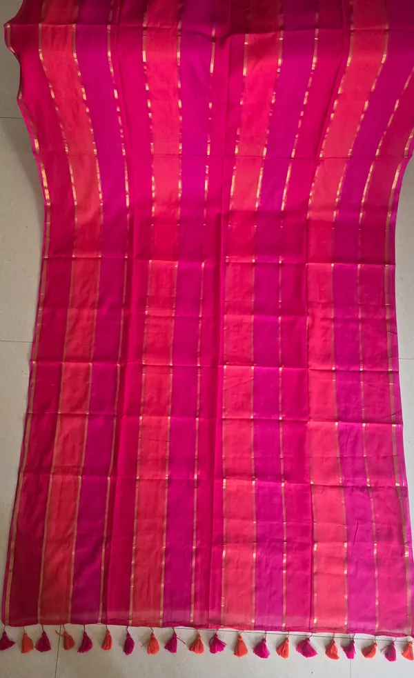 Orange_Pink_Rainbow_Stripes_Mul_Saree_For_Women