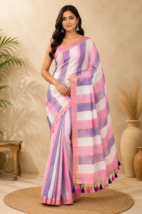 Baby_Pink_Rainbow_Stripes_Mul_Saree
