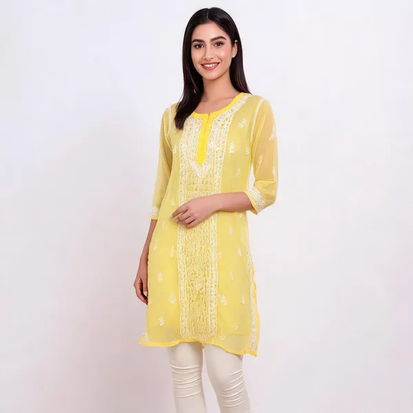 Yellow_Georgette_Straight_Embroidered_Kurta_For_Women