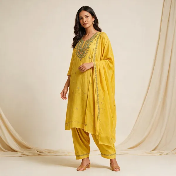 Yellow_Cotton_Embroidered_Unstitched_Suit_Material_For_Women