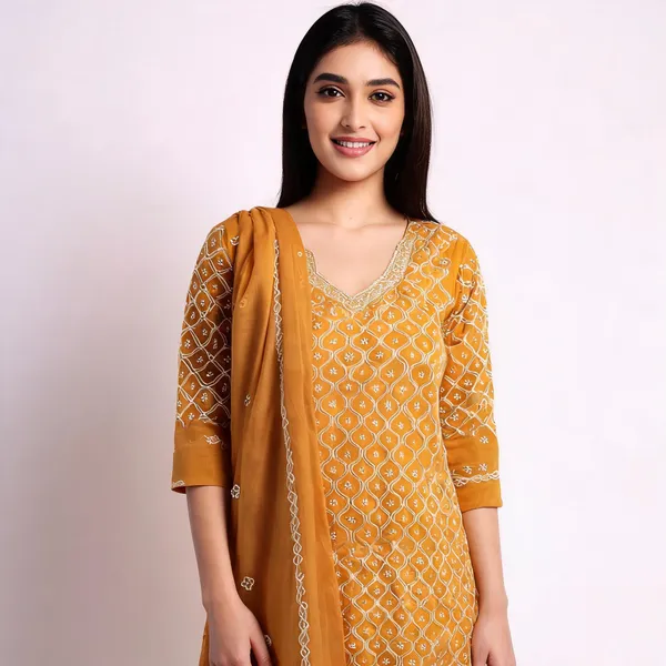 Mustard_Cotton_Sleeveless_Embroidered_Unstitched_Suit_Material_For_Women