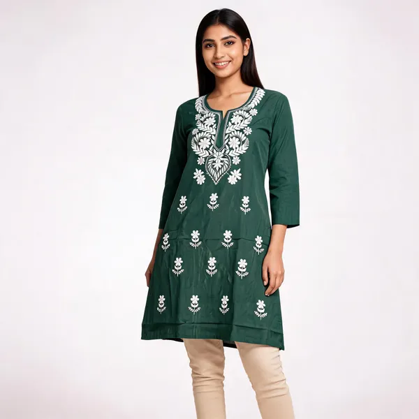 Green_Rayon_Straight_Embroidered_Kurta_For_Women