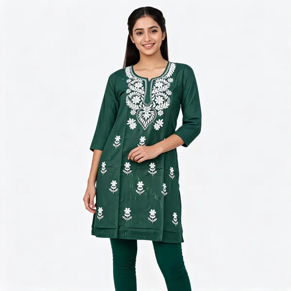 Green_Rayon_Straight_Embroidered_Kurta_For_Women