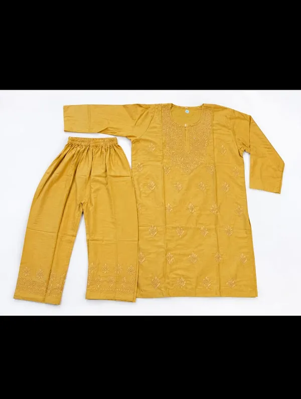 Mustard_Embroidered_Kurta_Pant_Set_for_Women