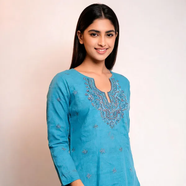 Turquoise_Cotton_Embroidered_Unstitched_Kurta_Fabric_For_Women