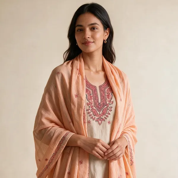 Peach_Cotton_Embroidered_Unstitched_Suit_Material_For_Women