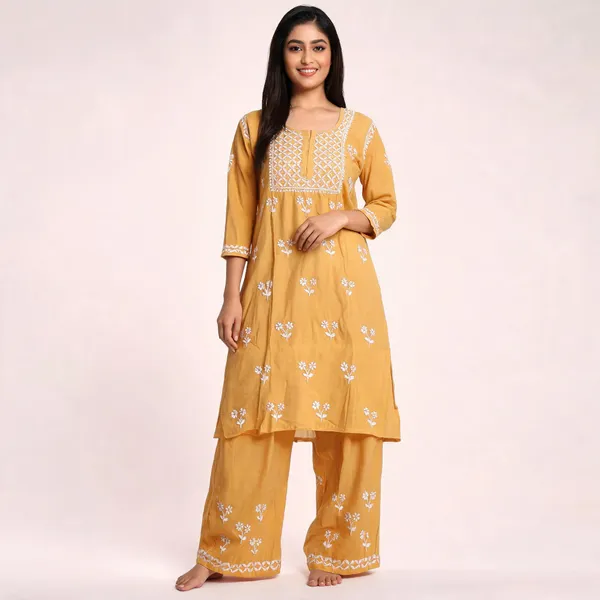 Mustard_Embroidered_Straight_Plazzo_Kurta_Set_For_Women