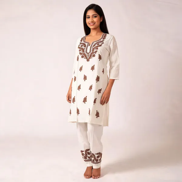 White_Embroidered_Straight_Pant_&_Kurta_Set_For_Women