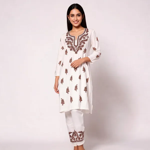 White_Embroidered_Straight_Pant_&_Kurta_Set_For_Women
