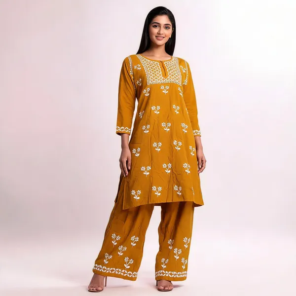Mustard_Printed_Kurta_Palazzo_Set_For_Women