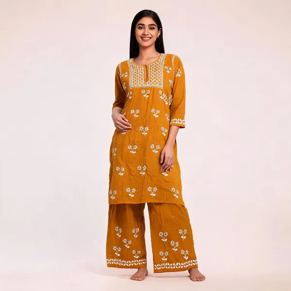 Mustard_Printed_Kurta_Palazzo_Set_For_Women