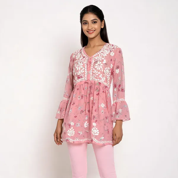 Pink_Floral_Embroidered_Short_Kurti_For_Women