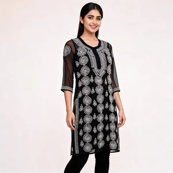 Black_Sheer_Embroidered_Straight_Kurta_For_Women