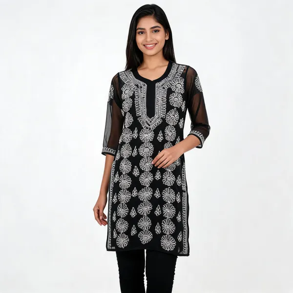 Black_Sheer_Embroidered_Straight_Kurta_For_Women