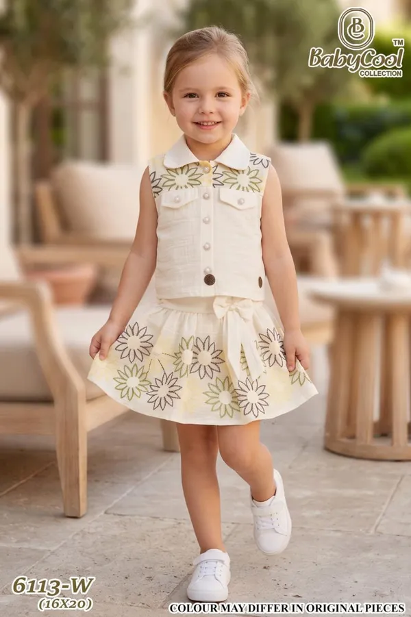 Cream_Floral_Sleeveless_Skirt_Set_for_Girls