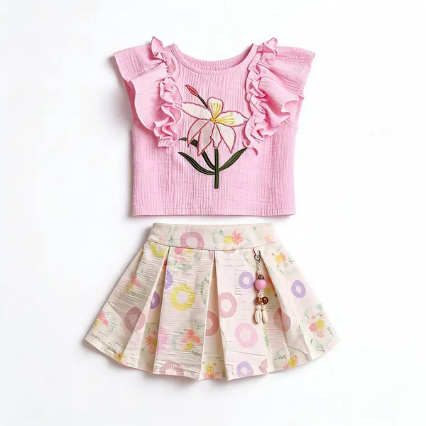 Pink_Ruffle_Top_And_Skirt_Set_For_Girls