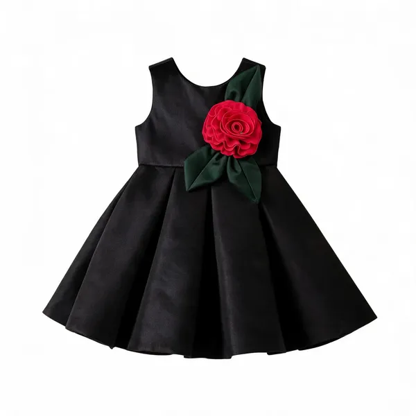 Black_Satin_A-Line_Dress_for_Girls