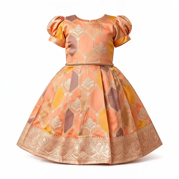 Peach_Printed_Fit_And_Flare_Dress_for_Girls