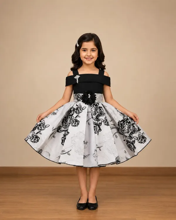 Black_Floral_Print_Party_Dress_for_Girls
